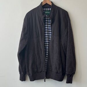 Orvis 100% Wool Dark Brown Shooting Jacket with Blue Checkered Lining